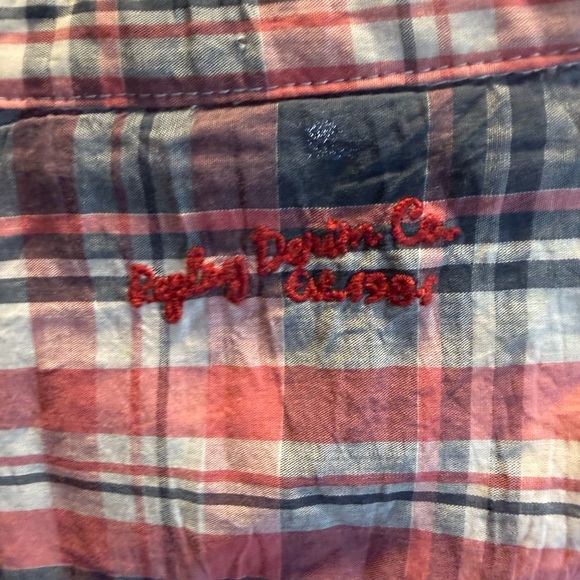 Replay Red and White Plaid Button Down Shirt - Picture 4 of 8